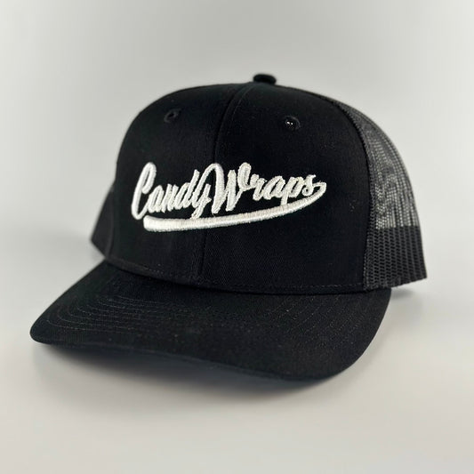 Black Embroidered 3D Baseball Candy Wrap Hat