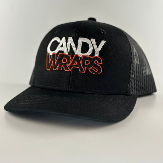 Black Embroidered Candy Wrap Hat